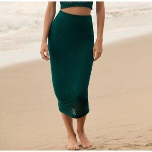 Anthropologie Peixoto Leni Knit Midi Skirt Size M Dark Turquoise